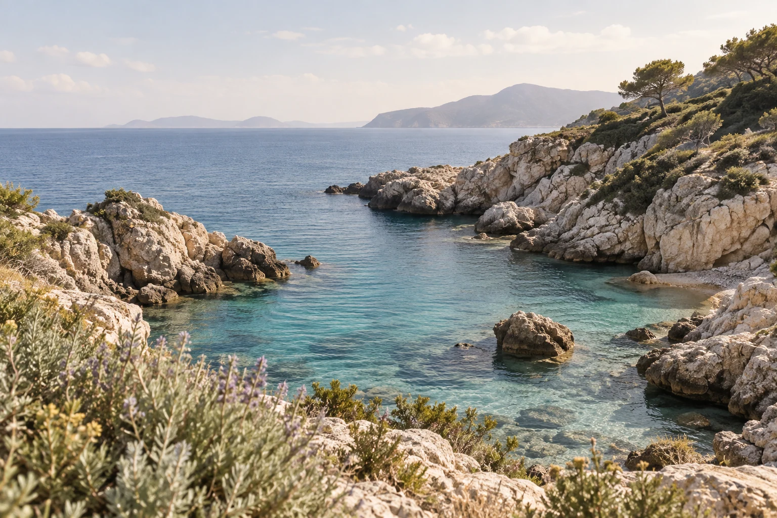 Clear water and pale rocks in a coastal reference